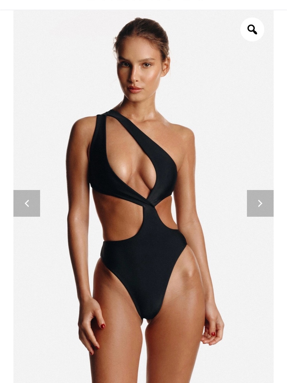 One-Shoulder Black Cutout One-Piece Swimsuit